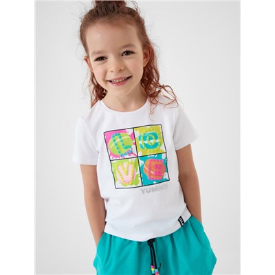 Комплект трикотажный для девочек: фуфайка (футболка), шорты