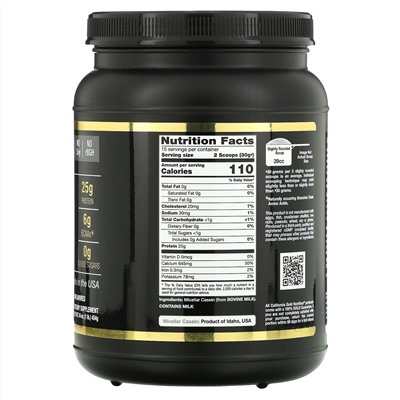 California Gold Nutrition, протеин мицеллярного казеина, без добавок, медленное усвоение, 454 г (16 унций)