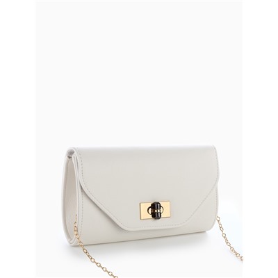 УЦЕНКА Сумка жен 24×4.5×11 см, отд на клапане, дл ремень цепь, белый