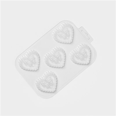 Форма для шоколада и конфет «Сердечный порыв», 5 ячеек (6×6.8×0.7 см), 21×14×1 см, пластик, прозрачная