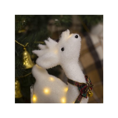 Светодиодная фигура «Олень» 16×30×9 см, флок, от батареек CR2032×2, свечение тёплое белое