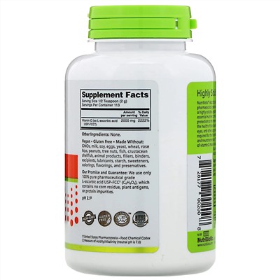 NutriBiotic, Аскорбиновая кислота, 100 % чистый витамин С, кристаллический порошок, 227 г (8 унций)