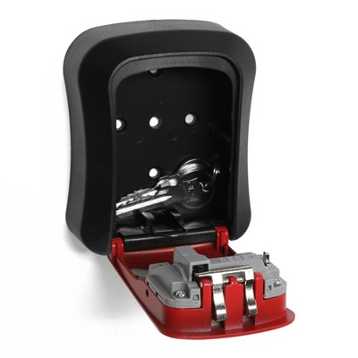 Сейф-ключница кодовая ТУНДРА, металл, пластик, красный