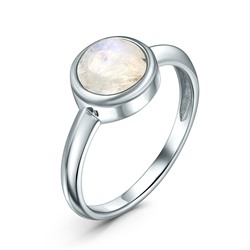 Кольцо из серебра с натуральным лунным камнем родированное 925 пробы 1-397р436