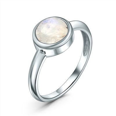 Кольцо из серебра с натуральным лунным камнем родированное 925 пробы 1-397р436