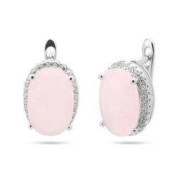 Серьги из серебра розовый кварц, МЦВ83