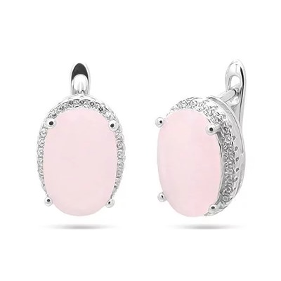 Серьги из серебра розовый кварц, МЦВ83