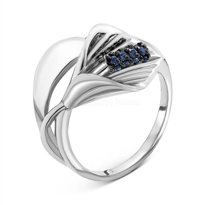 Кольцо из серебра с пл.кварцем цв.сапфир родированное 925 пробы К-3462р108