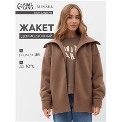 Жакет женский демисезонный MINAKU: Casual Collection, бежевый, размер 46
