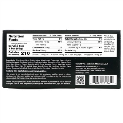 Sierra Fit, протеиновые чипсы, соленый ирис, 12 батончиков, 56 г (1,98 унции) каждый