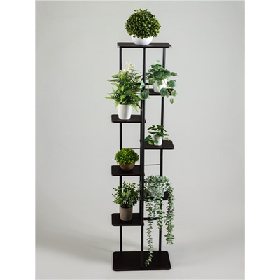 Подставка для цветов Greengo, 8 полок, 36×23×136 см, напольная, каркас металл, полки МДФ, чёрная