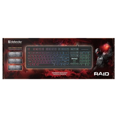 Клавиатура Defender Raid GK-778DL мембранная игровая с подсветкой USB (black)