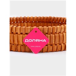 Поднос-корзинка для завтрака Доляна «Массив», с ручками из искусственной кожи, d=29 см