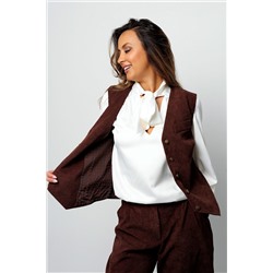 Костюм с брюками вельветовый с жилеткой 399BRN НАТАЛИ, 1087800