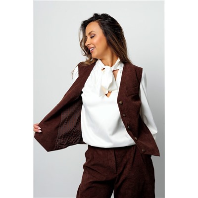 Костюм с брюками вельветовый с жилеткой 399BRN НАТАЛИ, 1087800