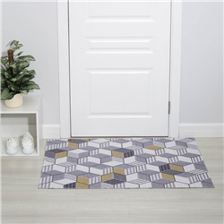 Коврик придверный Доляна «Мозаика», грязезащитный, вырезной, 80×120 см, серый, коричневый