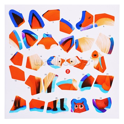 Аппликация наклейками по номерам. Мишки. Лисички. Олени