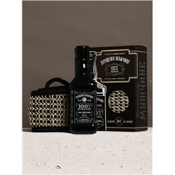 Подарочный набор «Лучшему мужчине», гель для душа во флаконе виски, чёрный и мочалка лента, Чистое счастье