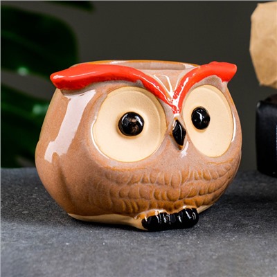 Декоративный горшок для цветов «Совёнок Бом», 150 мл, 8×6×5.5 см, керамический