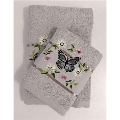 Махровое полотенце "Махаон"-серый 70*140 см. хлопок 100%