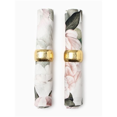 Набор салфеток с декоративными кольцами Этель «Пионы» 40×40 см - 2 шт., 100% хл, саржа 190 г/м²