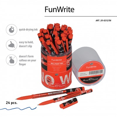 Ручка шариковая 0.5 мм "FunWrite.Keep Away. Stop" синяя 20-0212/56 Bruno Visconti