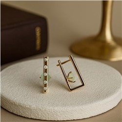 Серьги ювелирная бижутерия коллекция "Дубай" покрытие позолота, вставка: фианиты, цвет: прозрачный и бледно-зеленый матовый, арт.007.192