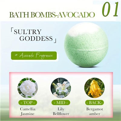SADOER Бомбочка для ванны ароматическая с авокадо, 100гр