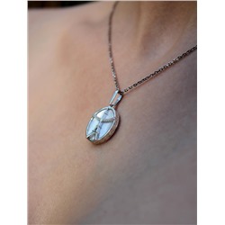 Подвеска из серебра с перламутром и фианитами родированная - Эйфелева башня 925 пробы П-2690-Р