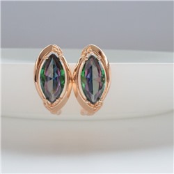 Серьги с крупным камнем ювелирная бижутерия коллекция "Дубай" покрытие: позолота, вставка: фианиты, цвет: мистик, арт.314.377