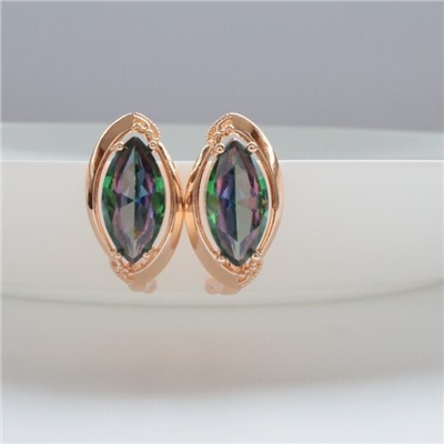 Серьги с крупным камнем ювелирная бижутерия коллекция "Дубай" покрытие: позолота, вставка: фианиты, цвет: мистик, арт.314.377