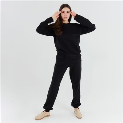 Костюм женский (свитшот, брюки) MINAKU: Casual Collection, размер 42, чёрный