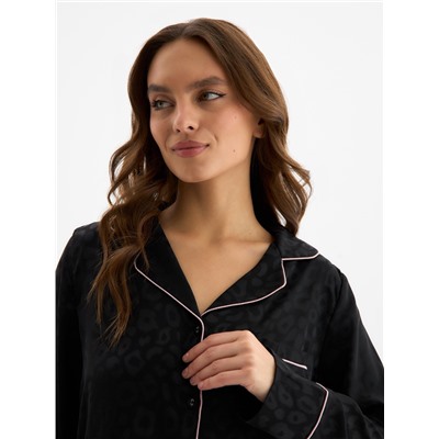 Пижама женская (рубашка, брюки) KAFTAN Leo black collection, размер 40-42, чёрная
