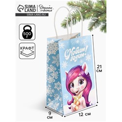 Пакет подарочный новогодний «Лошадка 2026», 12×21×9 см