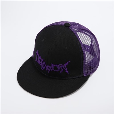 Кепка мужская с прямым козырьком Demon, чёрная, сетка, р-р 56