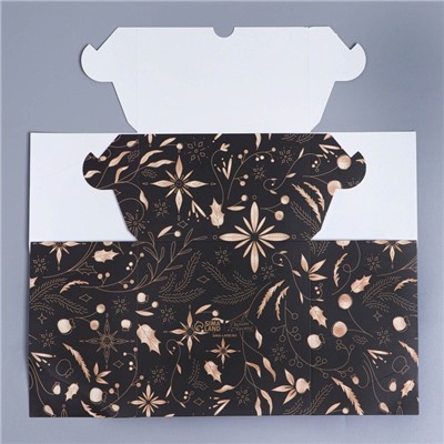 Коробка складная на 4 капкейка новогодняя с окном «Время волшебства», 16×16×10 см