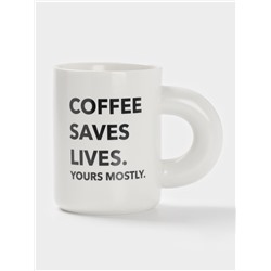 Кружка Доляна Coffee time, фарфор, 400 мл, 12.5×8×10.8 см, фарфор, белая