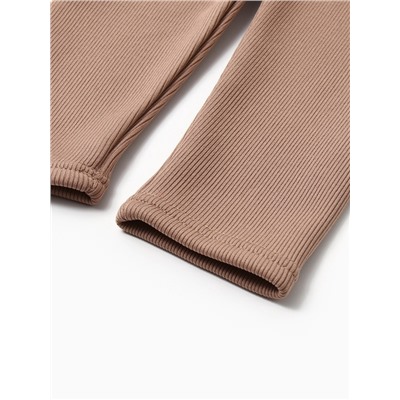 Легинсы для девочки на флисе Collorista, коричневые, рост 152 см