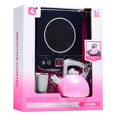 Бытовая техника "Чайник с плитой"в коробке (цвет розовый)