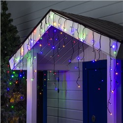 УЦЕНКА Гирлянда «Бахрома», 3×0.6 м, IP44, УМС, 160 LED, 220 В, тёмная нить, свечение мульти