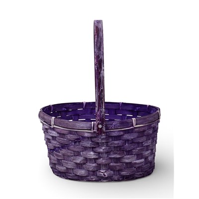Корзина плетёная для хранения, 26×26×12 см, ручка h=21 см, бамбуковая, сиреневая