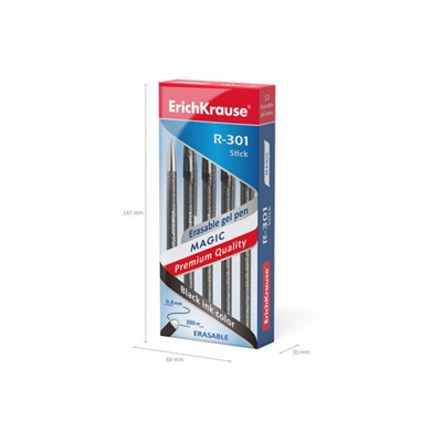 Ручка гелевая "Пиши-стирай" 0.5 мм "R-301Магия" 46435 черная тонированная ErichKrause