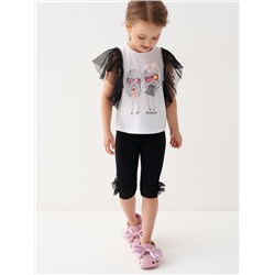 Комплект трикотажный для девочек: джемпер (футболка), брюки (легинсы укороченные)