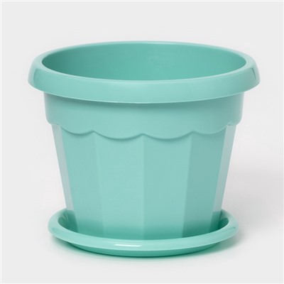 Горшок для цветов с поддоном Доляна «Эрика», 0.7 л, цвет бирюзовый