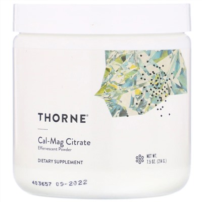 Thorne Research, Cal-Mag Citrate, шипучий порошок, 7,5 унций (214 г)