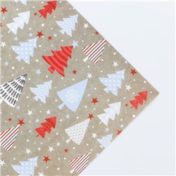 Бумага упаковочная крафтовая «Новогодний узор», 50×70 см