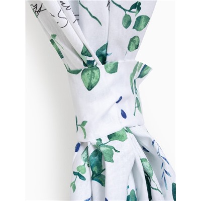 Шторы для кухни «Доляна» Eucalyptus, 150×180 см- 2 шт., подхваты - 2 шт., 164 г/м², 100% хлопок