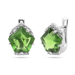 Серьги из серебра султанит, Диамонд