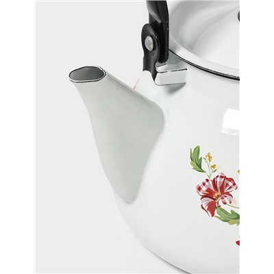 Чайник эмалированный «Астры», 3 л, металлическая ручка, белый