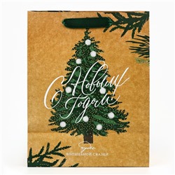 Пакет подарочный новогодний крафтовый «Winter», MS 18×23×10 см